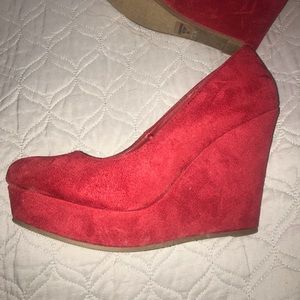 Red platform heels
